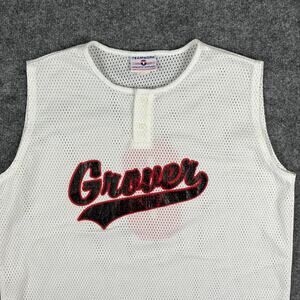 Teamwork Tank Top Mens Size XL White Mesh Grover Baseball Jersey Athletic Shirt